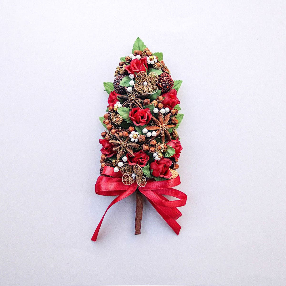 Goviers Christmas Rose & Star Anise Small Half Tree - Ruby - DELIVERY OCTOBER