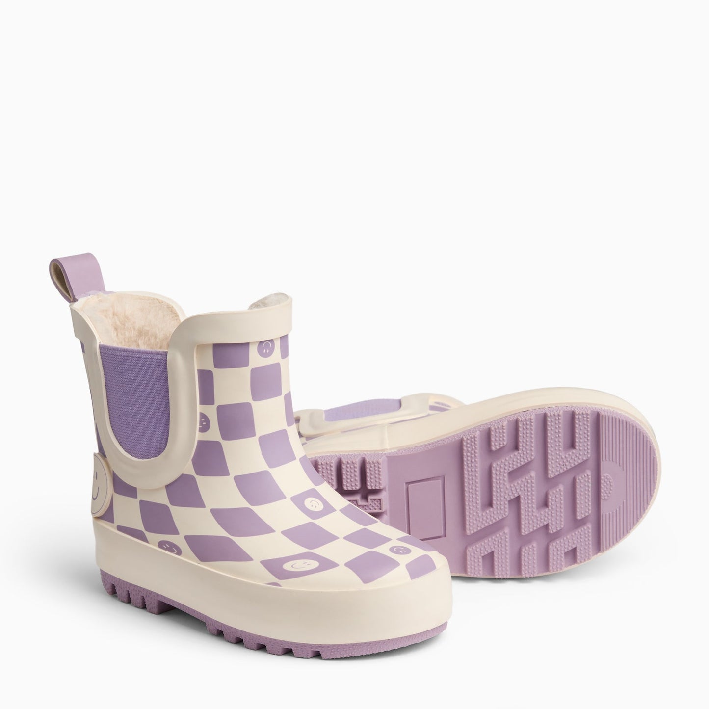 KIDLY by MORI Check Short Wellies - Lilac