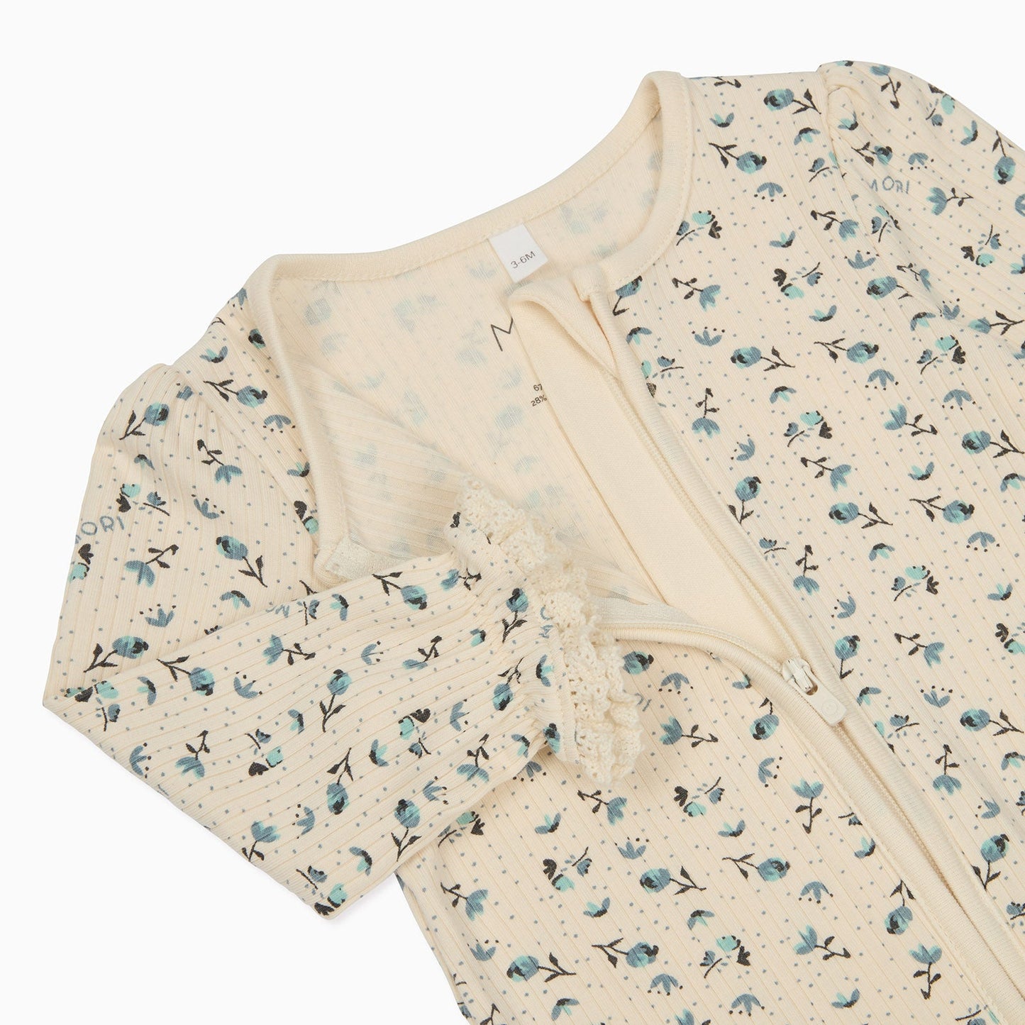 Floral Ribbed Clever Zip Sleepsuit
