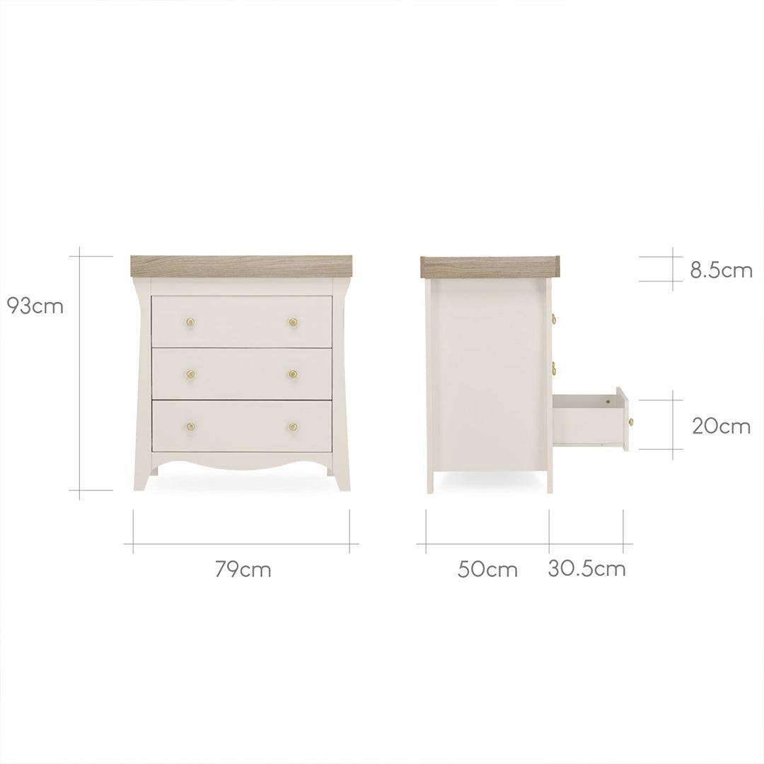 CuddleCo Clara 3-Drawer Dresser + Changer - Cashmere