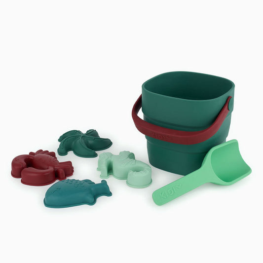 KIDLY by MORI Bucket, Spade & Sand Mold Set - Green
