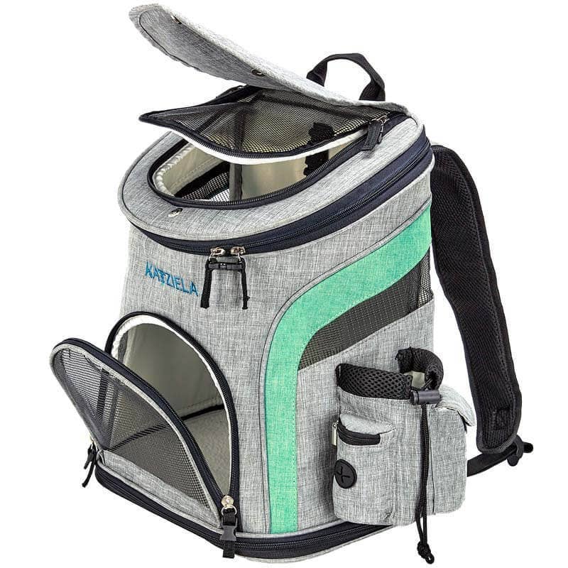 Katziela - Pet Carrier Voyager Backpack For Dogs and Cats Red and Green