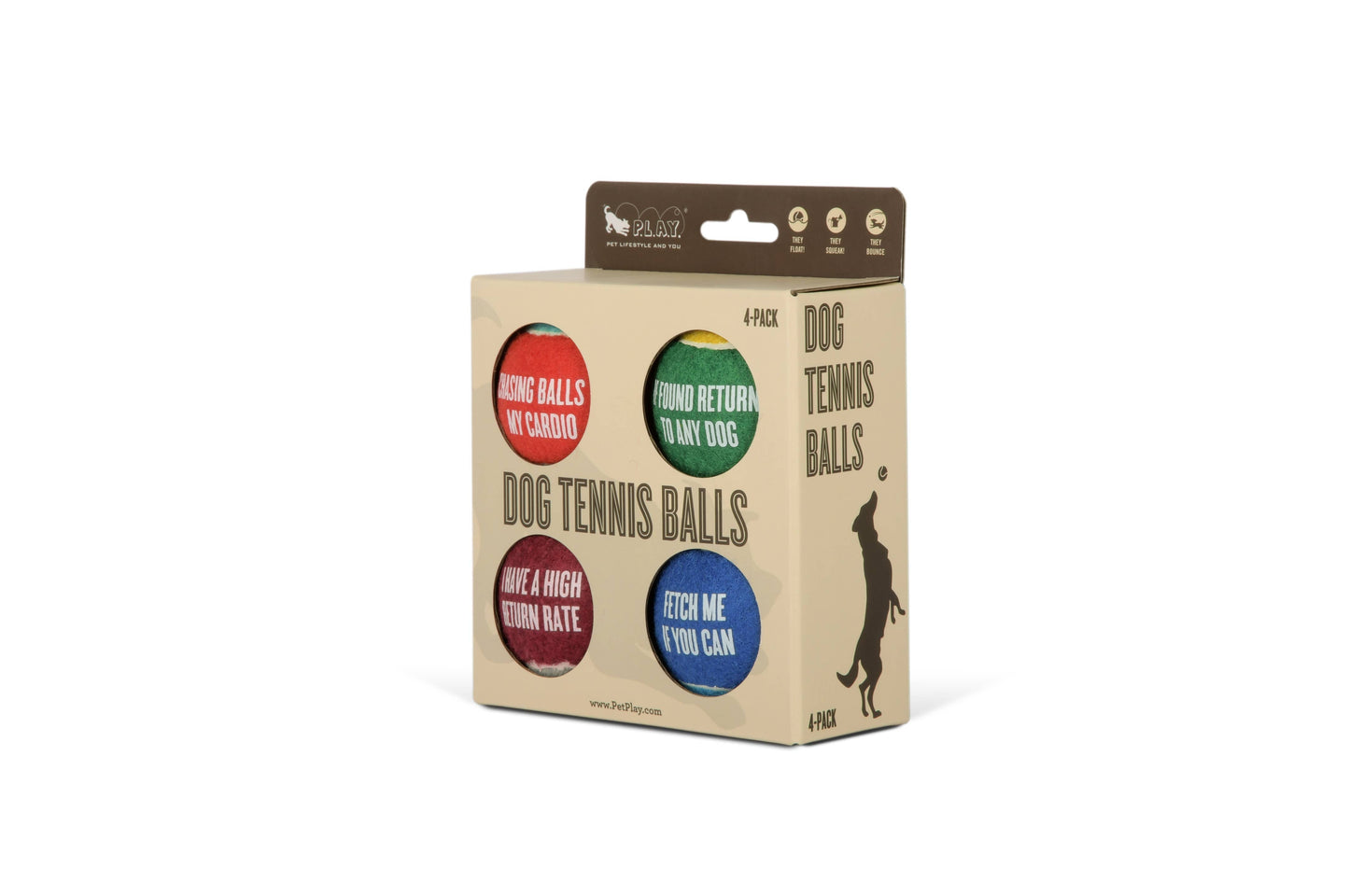 P.L.A.Y. Pet Lifestyle and You - Dog Tennis Ball - 4 Pack