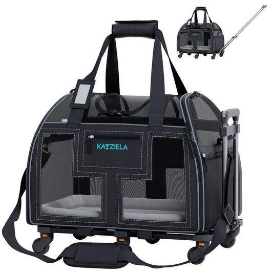 Katziela - Luxury Lorry PRO Pet Carrier with Removable Wheels Gray
