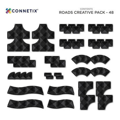CONNETIX Magnetic Tiles Roads Creative Pack - 48 Pieces