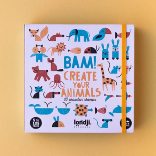 Bam! Animals -16 Wooden Stamps