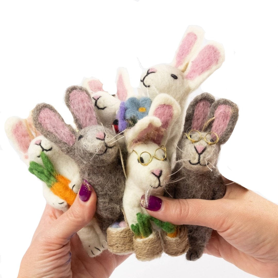 Bunny with glasses & baskets