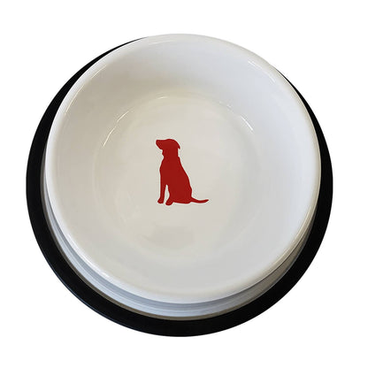 Jojo Modern Pets - Non-Skid Stainless Steel White Bowl With Red Dog Design