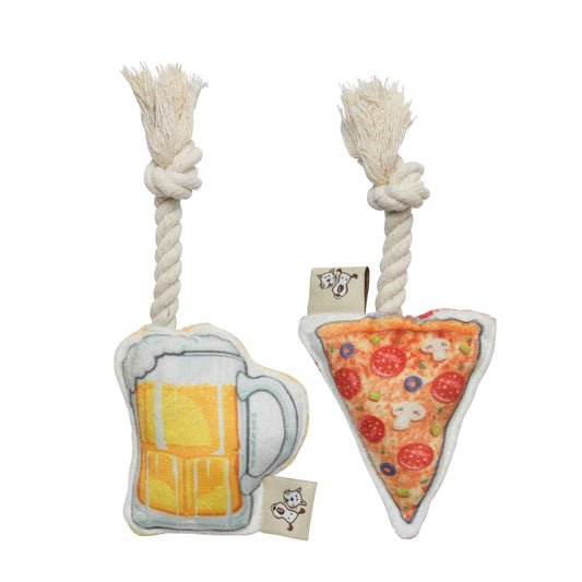 Pizza & Beer Mini Dog Toy Set