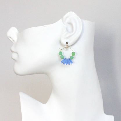 cobalt & mint hoop earrings