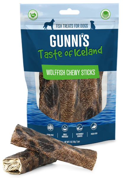 Gunni'a a Taste of Iceland 3 Pack Wolffish Chewy Sticks