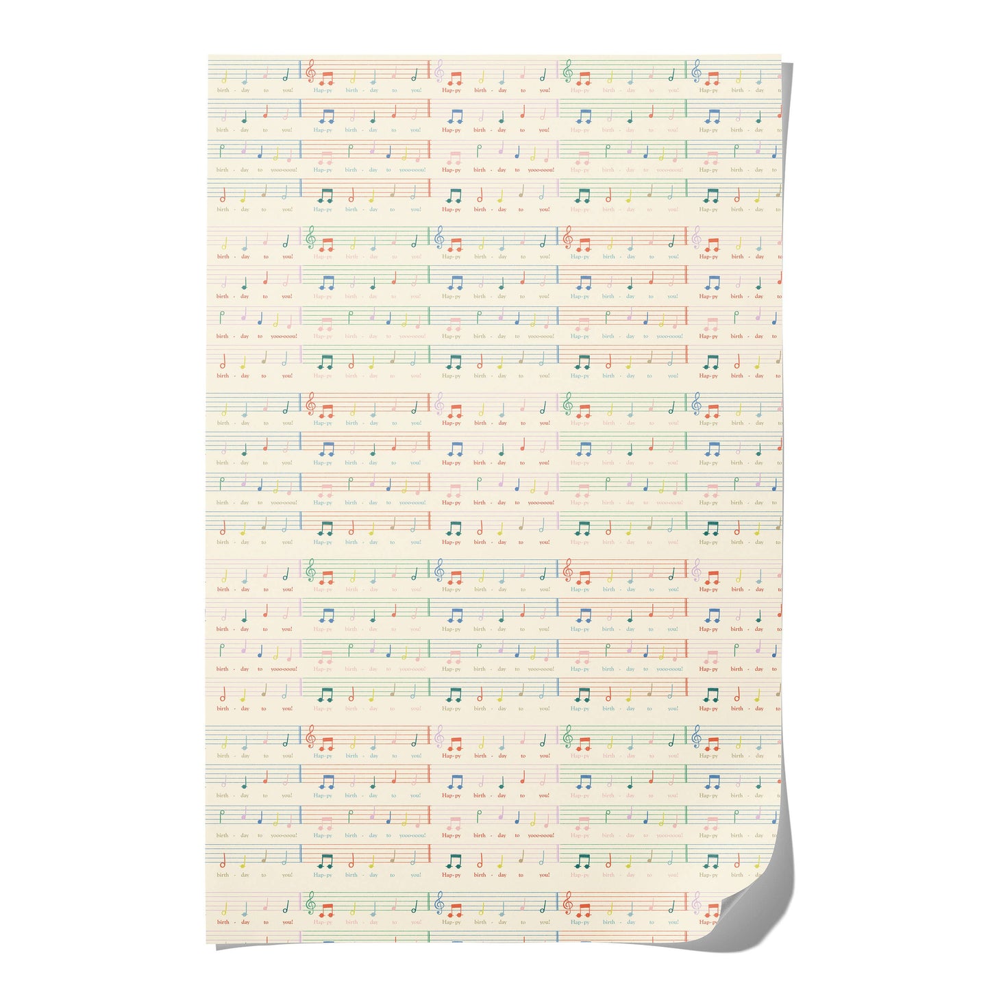 Birthday Song birthday wrapping paper- Roll of 3 sheets