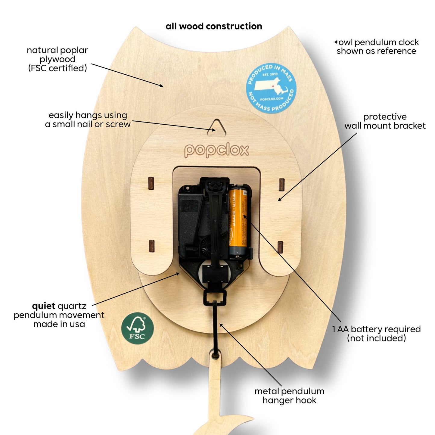 Bubble Tea Pendulum Clock - Wood