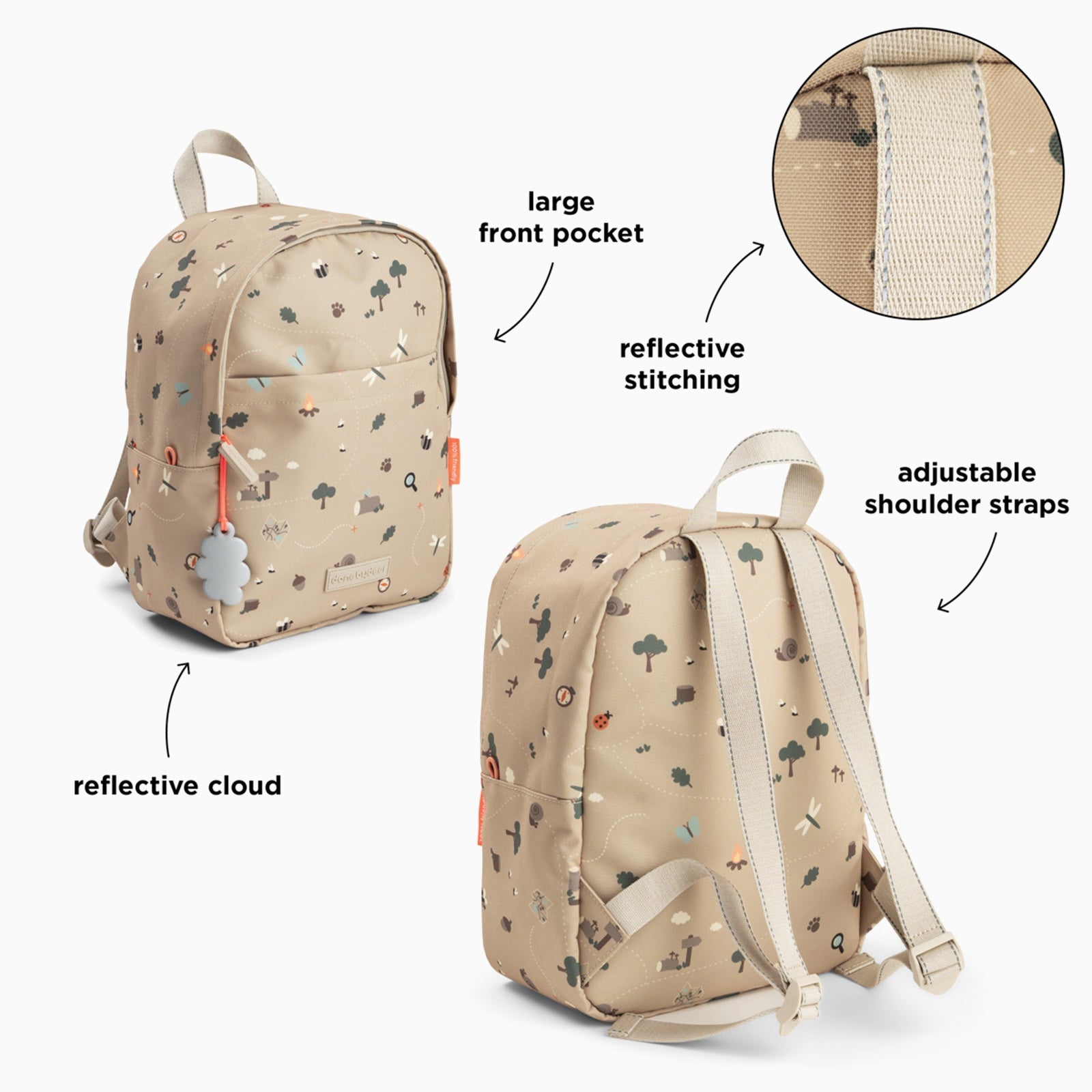 Done by Deer Kids Backpack - Tiny Trails Sand 7.5l