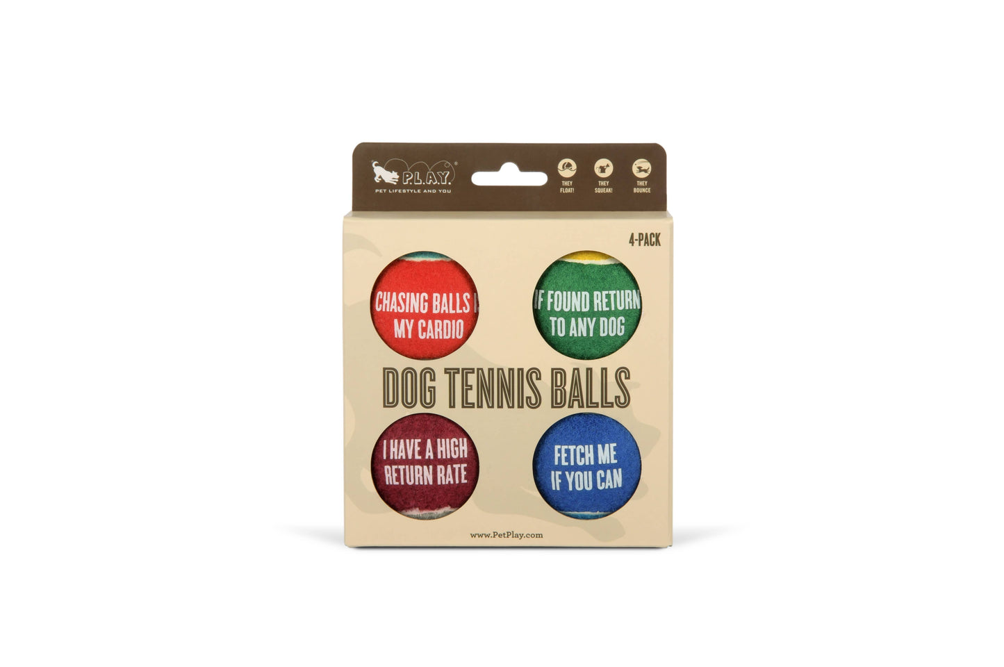 P.L.A.Y. Pet Lifestyle and You - Dog Tennis Ball - 4 Pack
