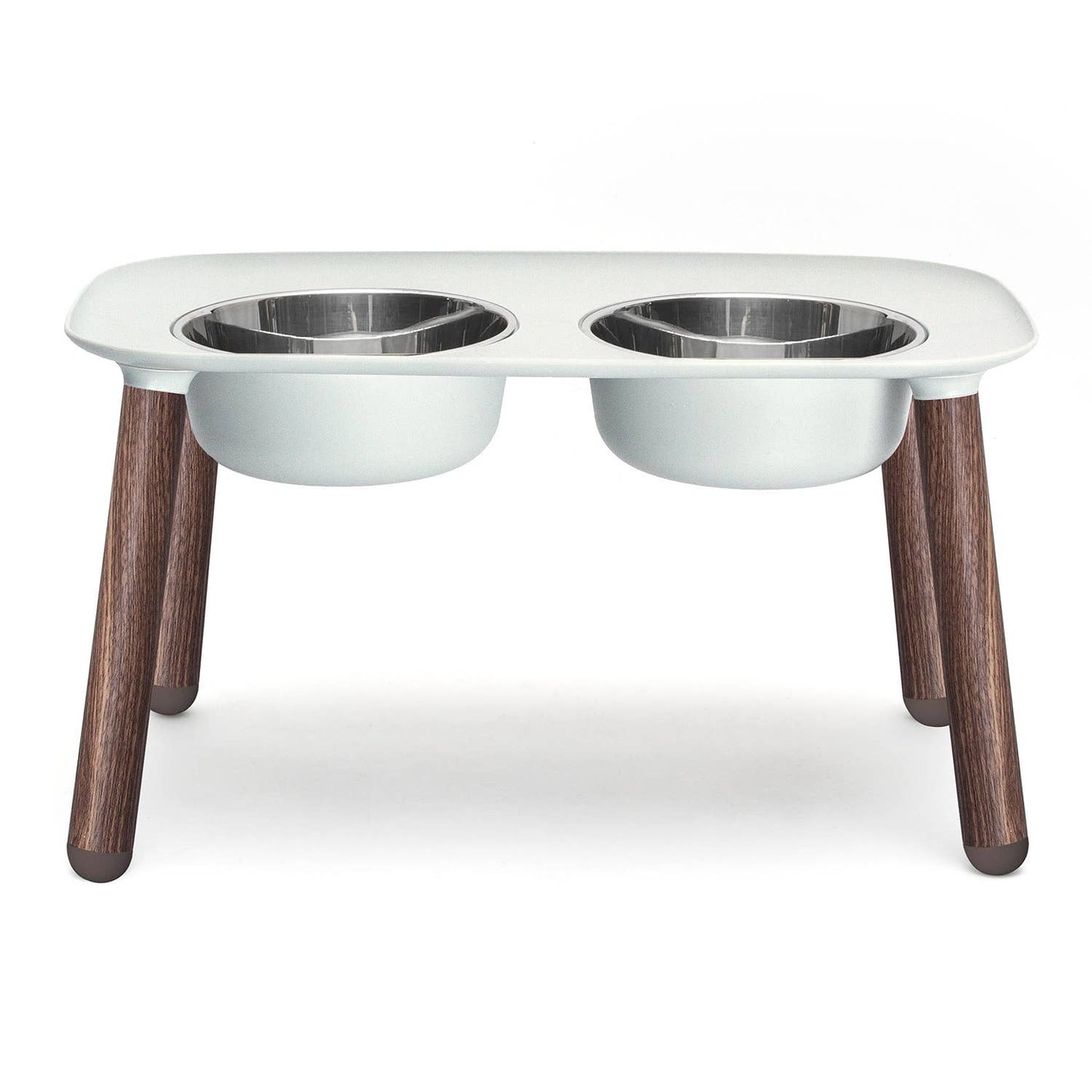 Messy Mutts Elevated Double Feeder w/Stainless Bowls Grey Wd