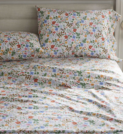 Percale Pillowcases - Strawberry Fields White