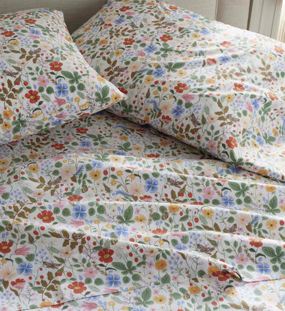 Percale Pillowcases - Strawberry Fields White