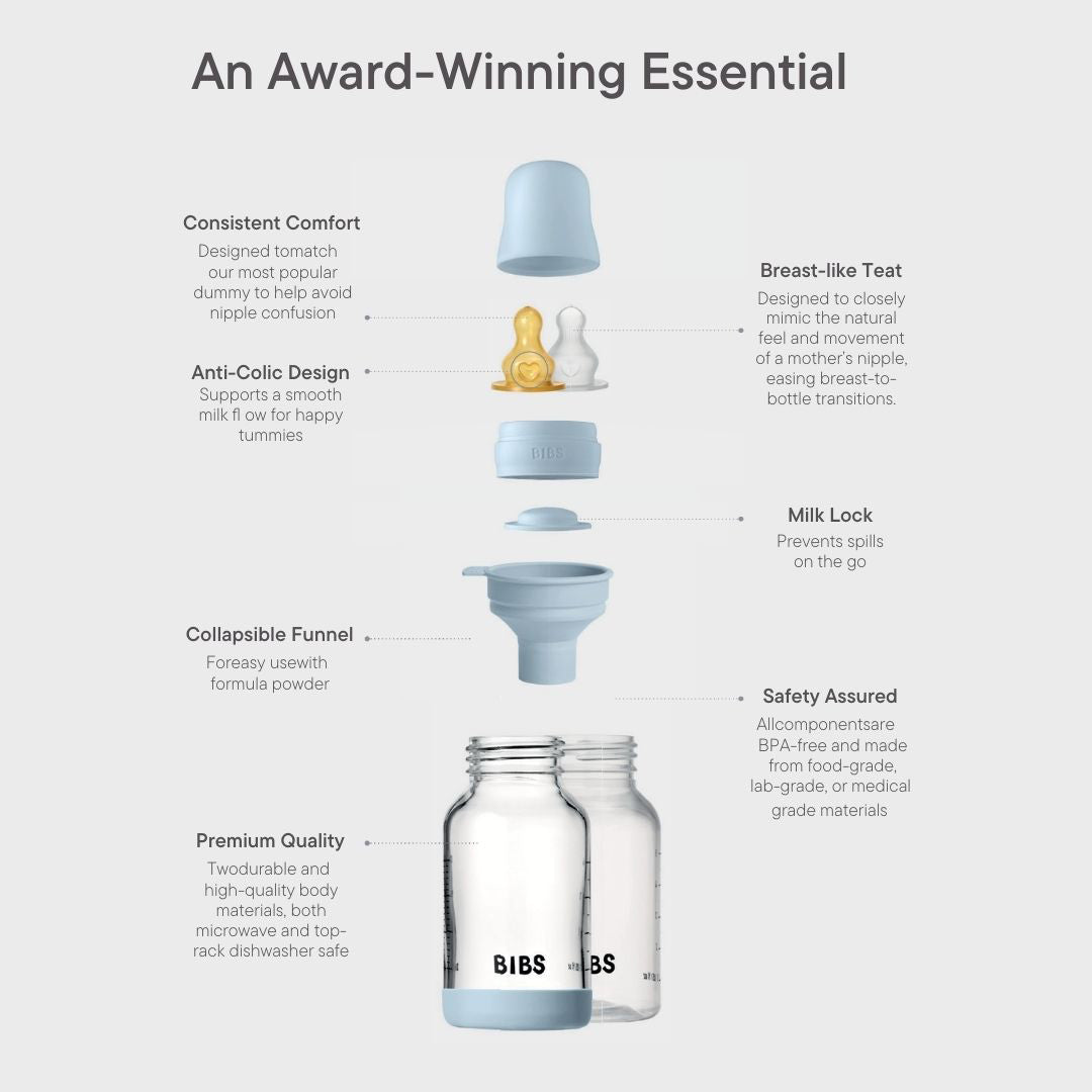 BIBS Medium Flow Baby Bottle Latex 1 Pack - Ivory