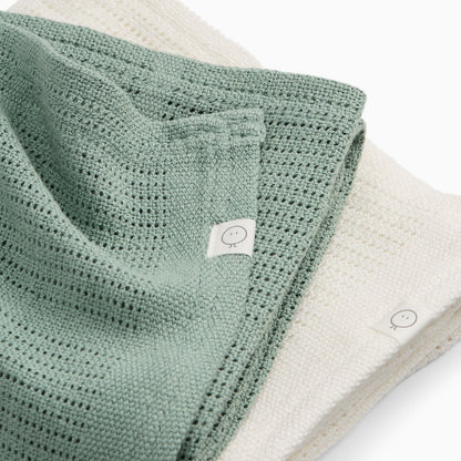 Cellular Blanket 2 Pack - Mint & White