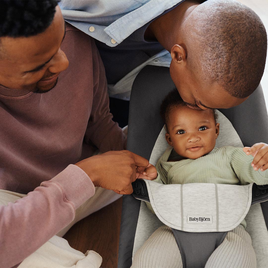 BabyBjorn Balance Woven Baby Bouncer - Black Frame - Dark Grey/Grey