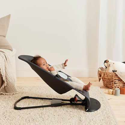 BabyBjorn Balance Woven Baby Bouncer - Black Frame - Dark Grey/Grey