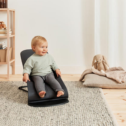BabyBjorn Balance Woven Baby Bouncer - Black Frame - Dark Grey/Grey