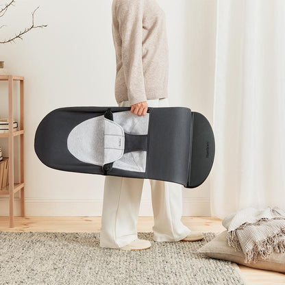 BabyBjorn Balance Woven Baby Bouncer - Black Frame - Dark Grey/Grey