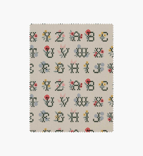 Cross Stitch Letters Canvas Fabric - Linen