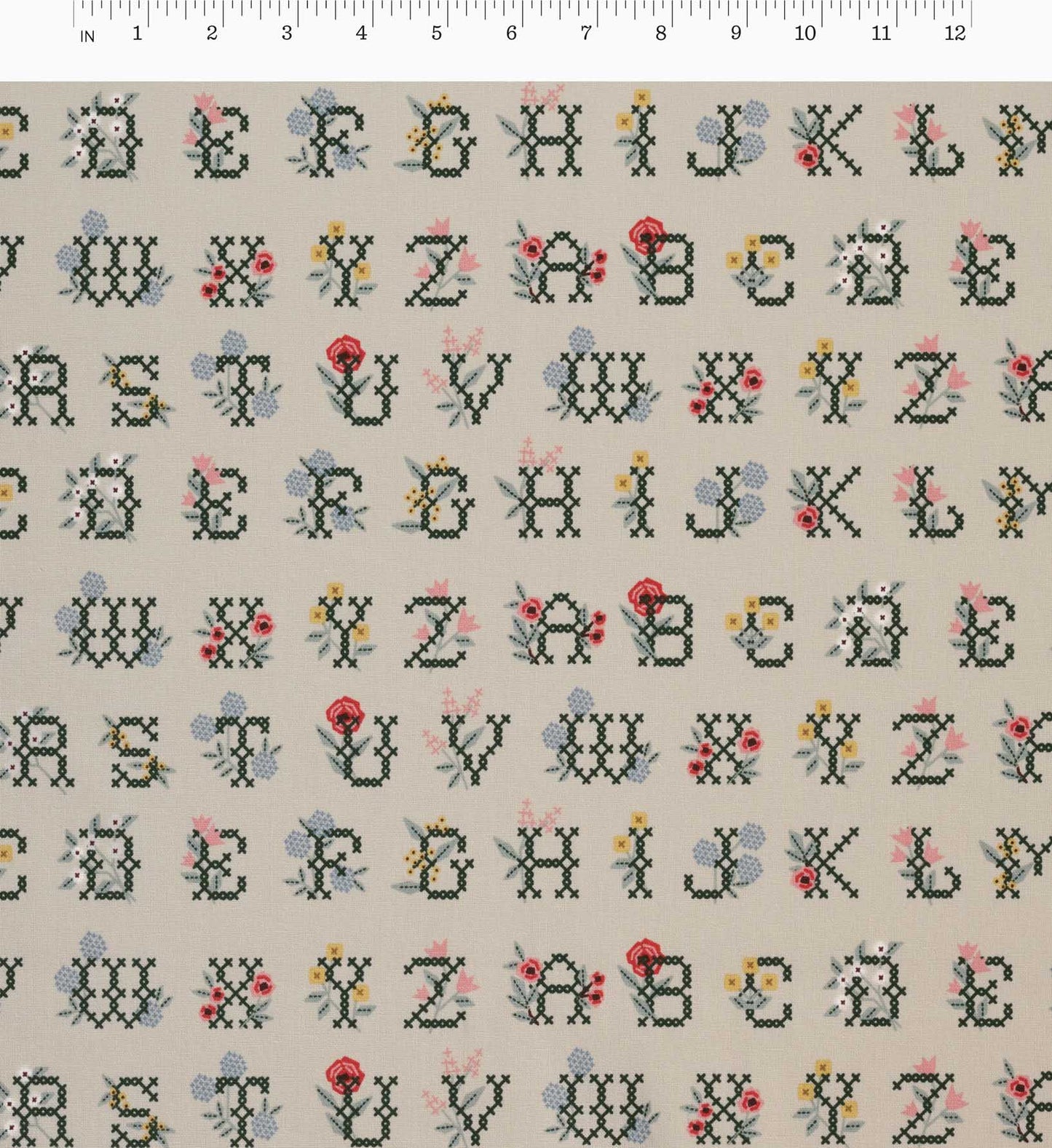 Cross Stitch Letters Canvas Fabric - Linen