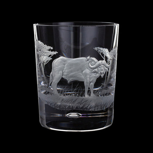 Dartington Crystal Hand Engraved Majestic Wildlife Buffalo Tumbler