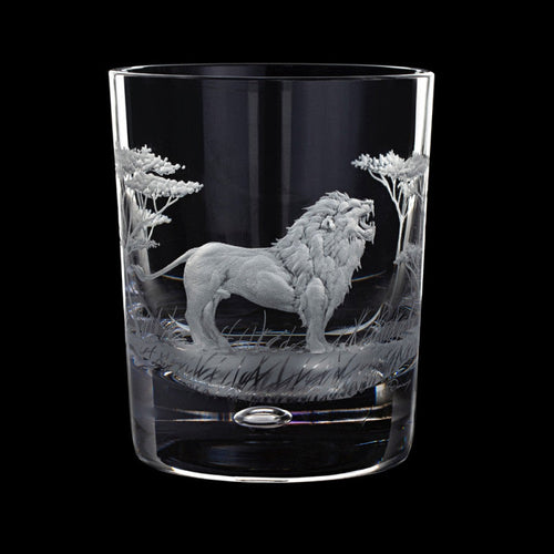 Dartington Crystal Hand Engraved Majestic Wildlife Lion Tumbler