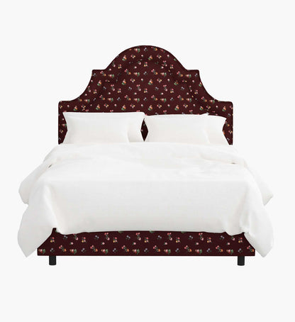 Marion Bed - Ditsy Dahlia Burgundy