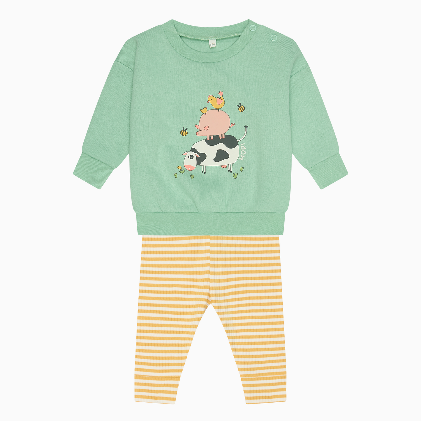 Farmyard Friends Sweatshirt & Stripe Ribbed Leggings Outfit