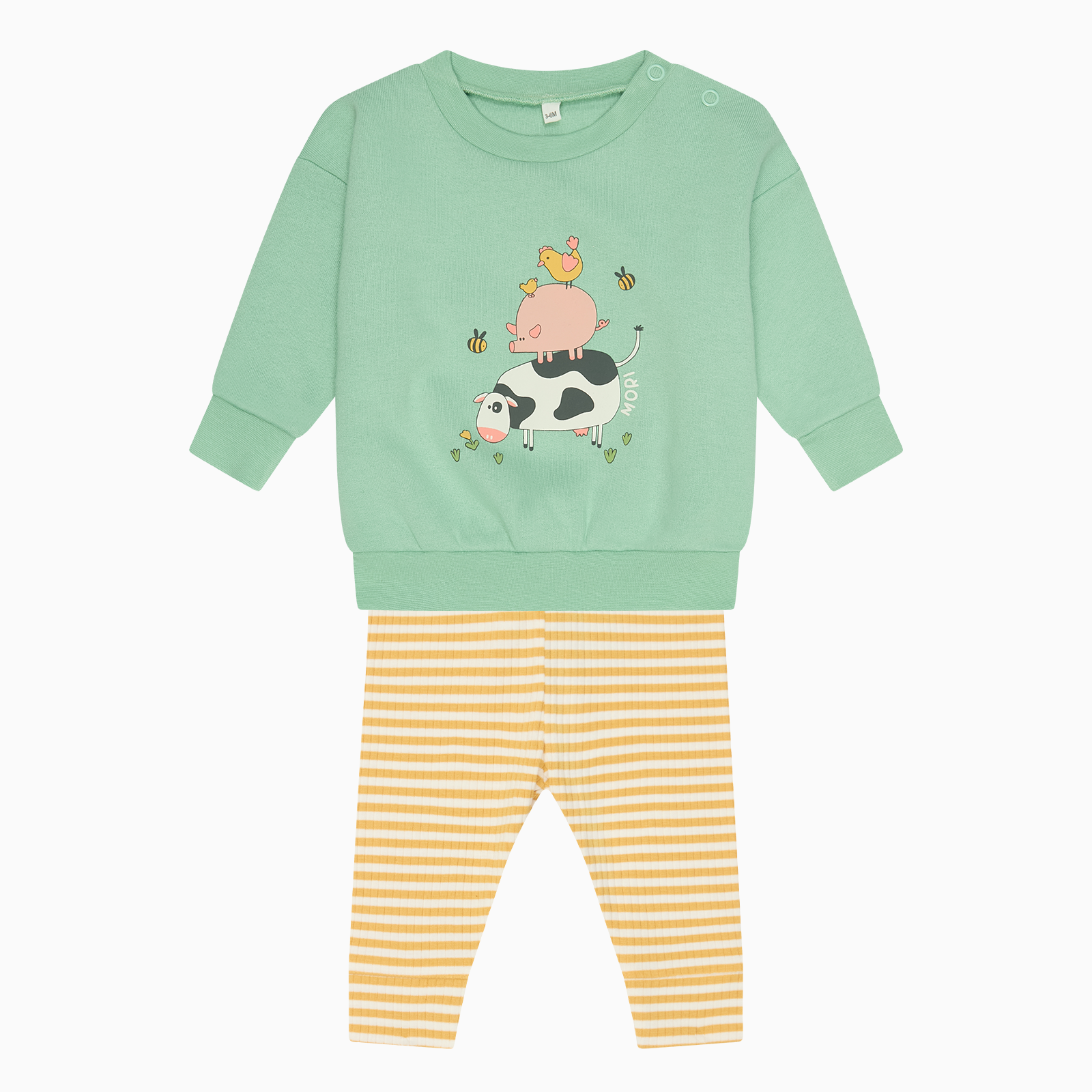 Farmyard Friends Sweatshirt & Stripe Ribbed Leggings Outfit