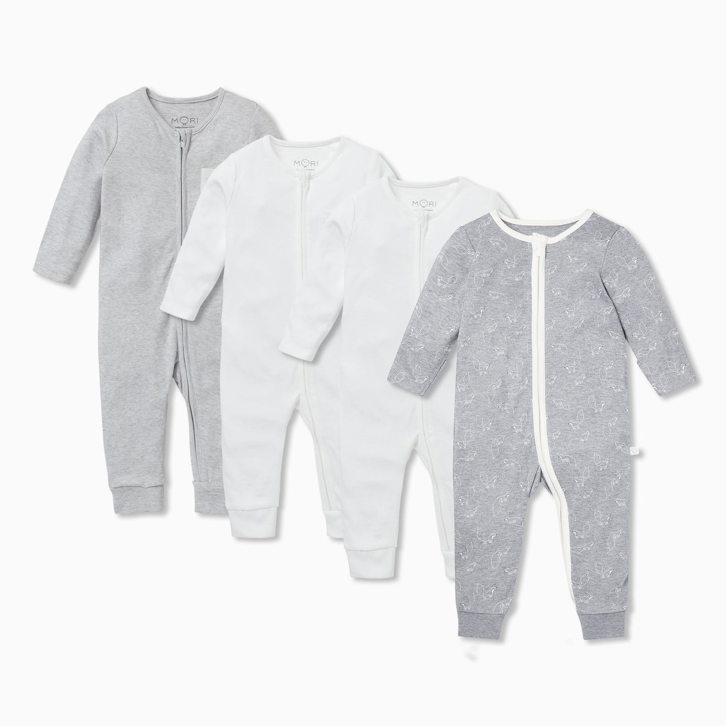 Fox Zip-Up Sleepsuit 4 Pack