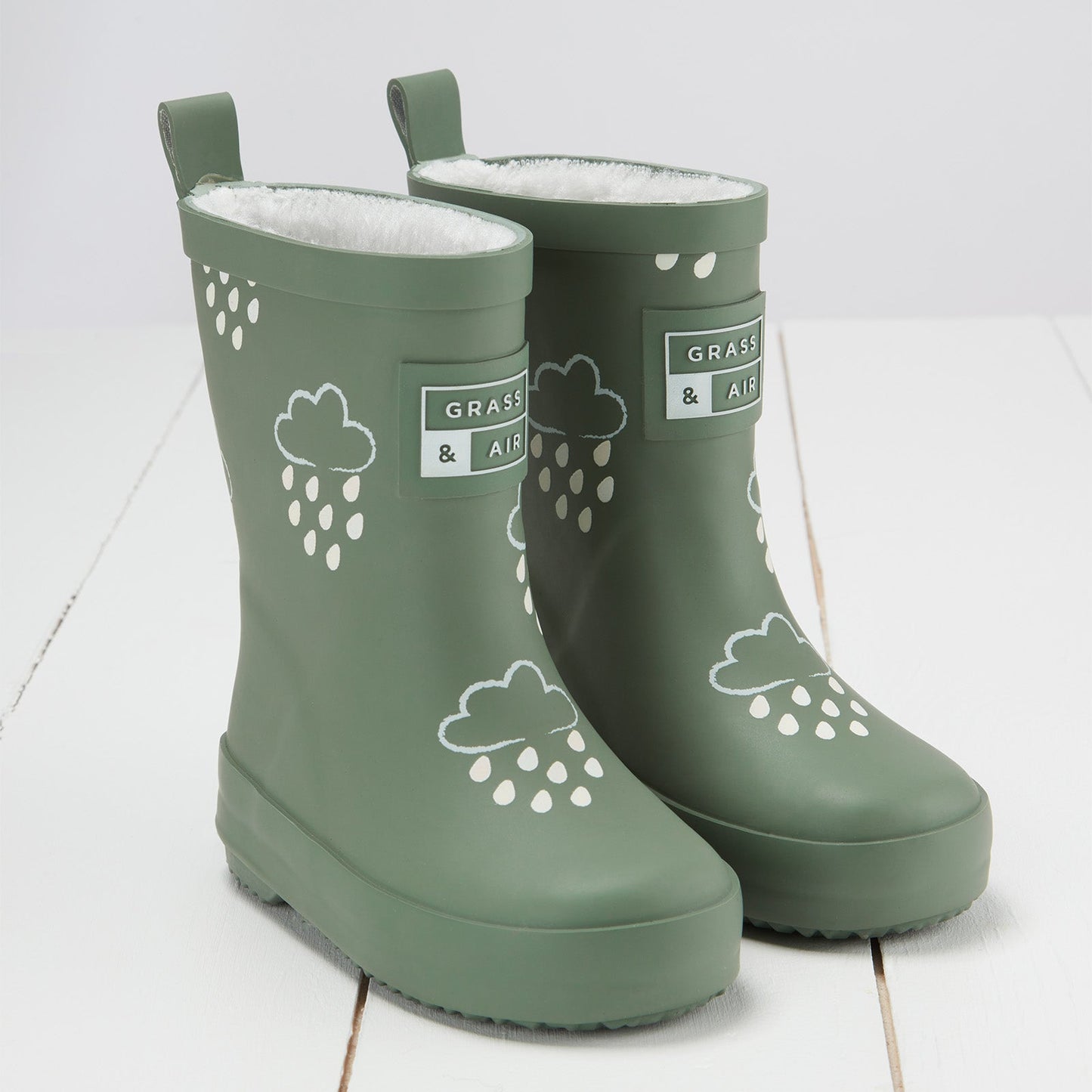 Grass & Air Colour-Revealing Wellies with Teddy Fleece Lining