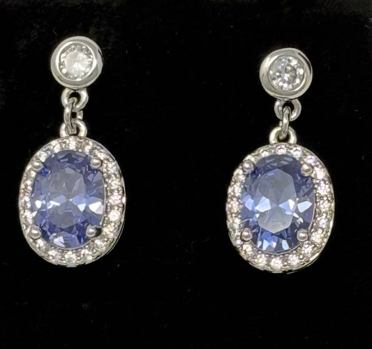 Goviers Cubic Zirconia Tanzanite, White Topaz & Silver Earrings