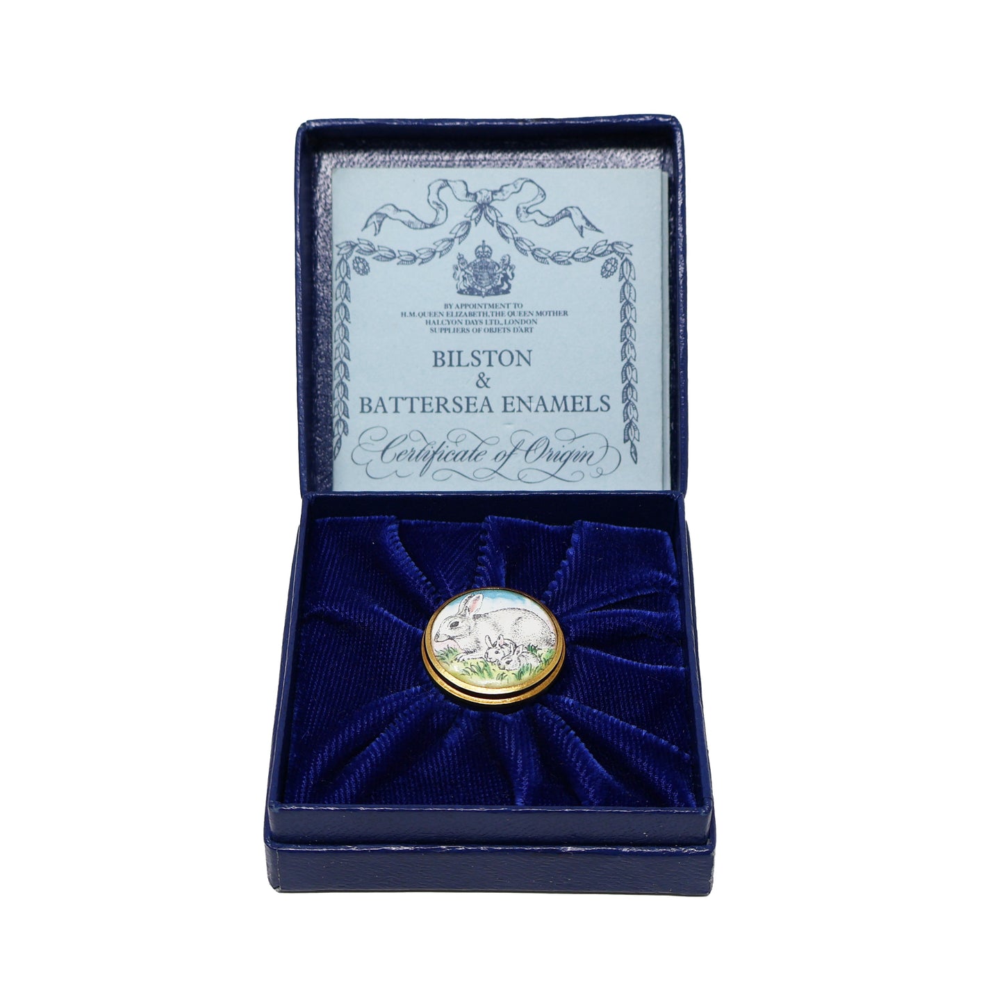 Halcyon Days Rabbit Family Miniature Enamel Box