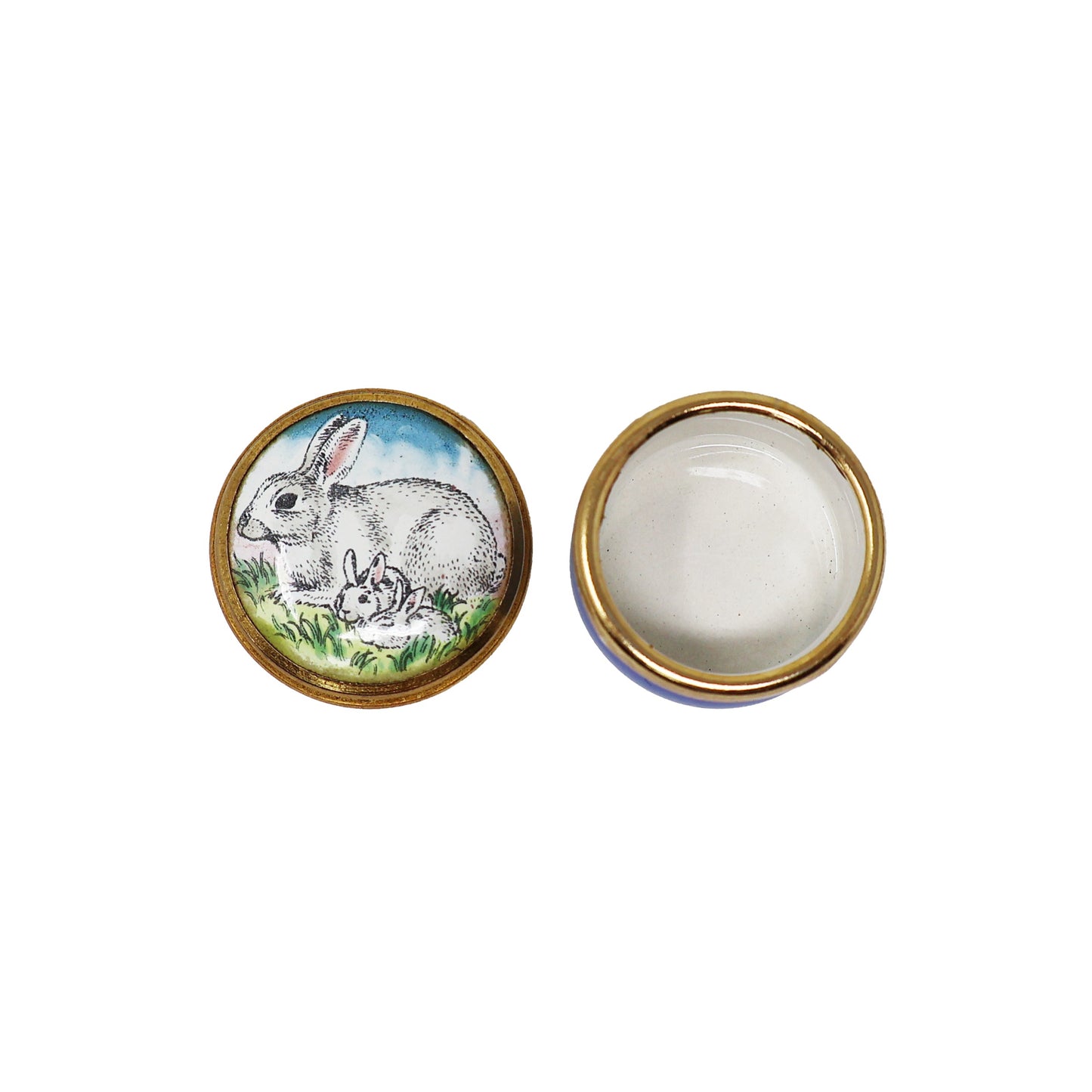 Halcyon Days Rabbit Family Miniature Enamel Box