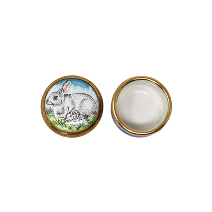 Halcyon Days Rabbit Family Miniature Enamel Box