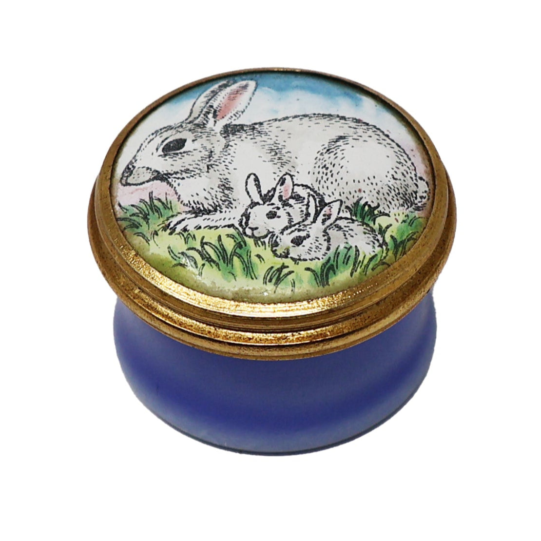 Halcyon Days Rabbit Family Miniature Enamel Box