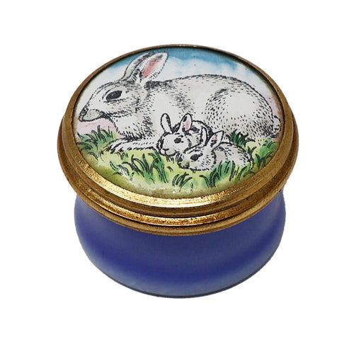 Halcyon Days Rabbit Family Miniature Enamel Box