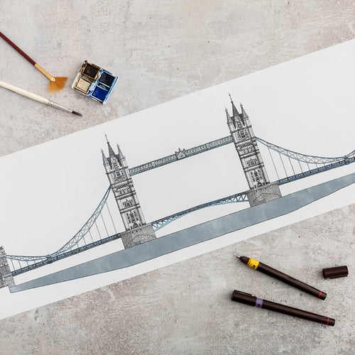 Katherine Jones Tower Bridge Print - Limited & Signed - 36 x 7.5 Inches - Rolled in Tube