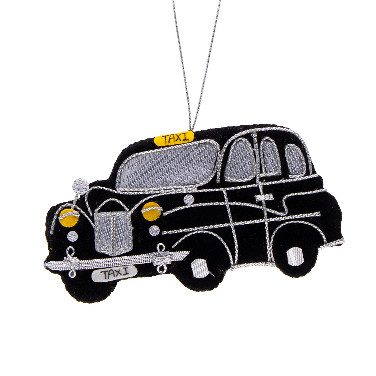Black London Taxi Stitched Christmas Decoration