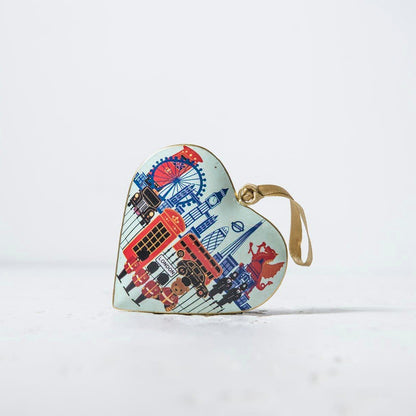 London Heart Shaped Metal Christmas Decoration - Dragon