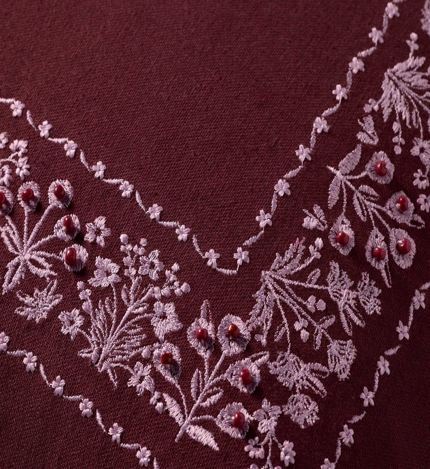 Estee Border Embroidered Pillow - Mulberry
