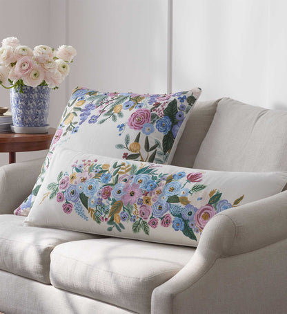 Embroidered Pillow Cover - Garden Party Ivory