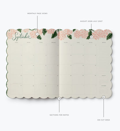 2026-2027 12-Month Academic Appointment Notebook - Pink Hydrangea