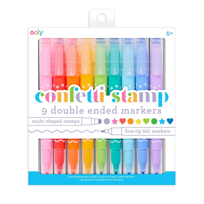 Confetti Stamp Double-Ended Markers -set of 9